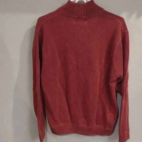 Eddie Bauer men's‎ large rustic red quarter zip long sleeve cotton sweater - Picture 4 of 4